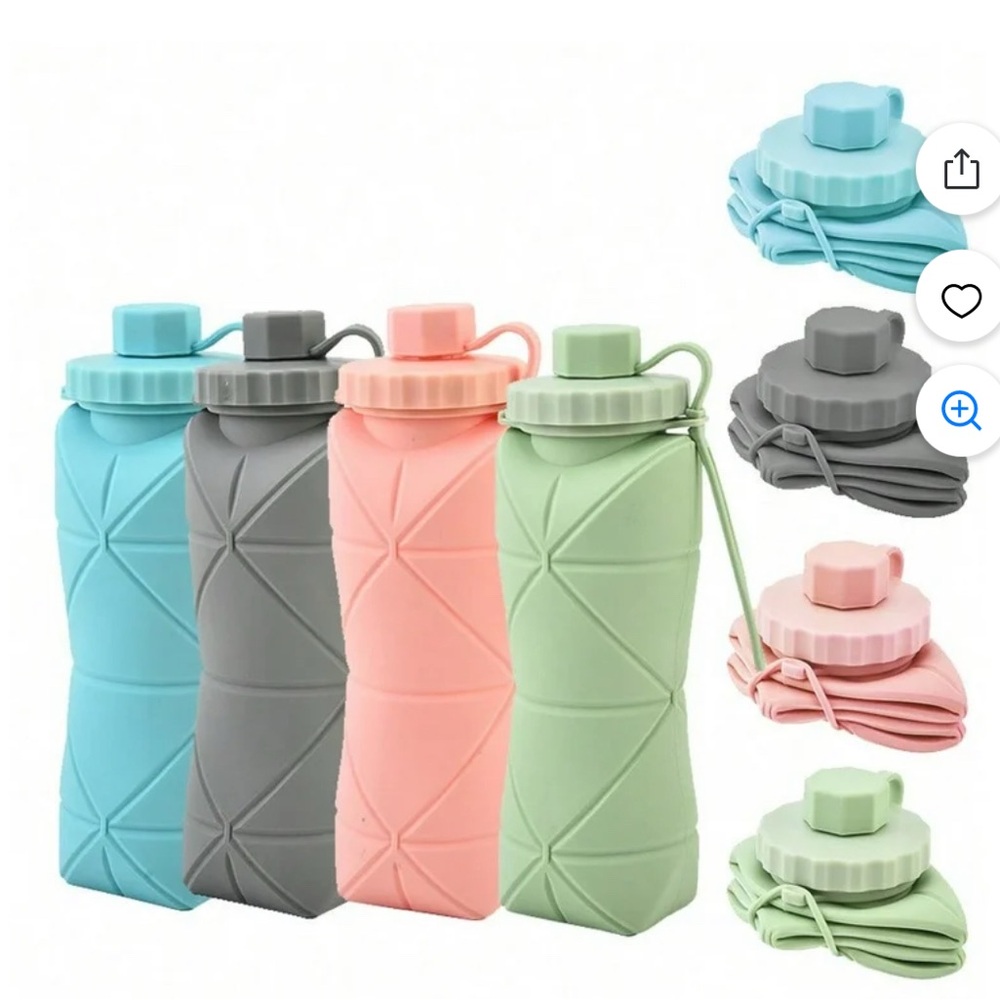 NWOT Gray Collapsible Silicone Water Bottle